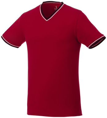Футболка Elbert мужская с коротким рукавом и кармашком, цвет красный, темно-синий, белый  размер XS - 38026250- Фото №1