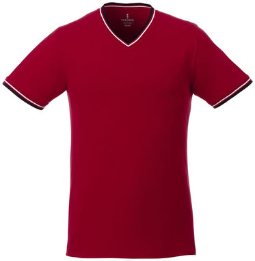 Футболка Elbert мужская с коротким рукавом и кармашком, цвет красный, темно-синий, белый  размер XS - 38026250- Фото №3