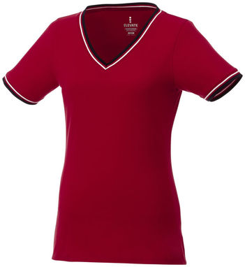 Футболка Elbert женская с коротким рукавом и кармашком, цвет красный, темно-синий, белый  размер XS - 38027250- Фото №1