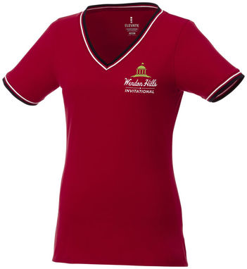 Футболка Elbert жіноча з коротким рукавом та кишенькою, колір червоний, темно-синій, білий  розмір XS - 38027250- Фото №2