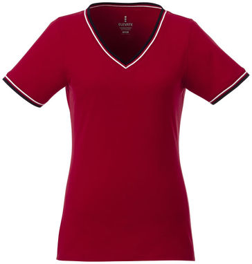 Футболка Elbert женская с коротким рукавом и кармашком, цвет красный, темно-синий, белый  размер XS - 38027250- Фото №3