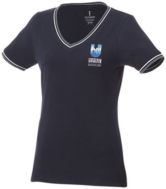 Футболка Elbert женская с коротким рукавом и кармашком, цвет темно-синий, серый меланж, белый  размер XS - 38027490- Фото №2