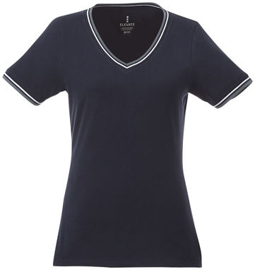 Футболка Elbert женская с коротким рукавом и кармашком, цвет темно-синий, серый меланж, белый  размер XS - 38027490- Фото №3