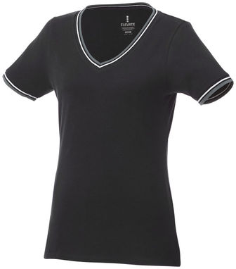 Футболка Elbert женская с коротким рукавом и кармашком, цвет сплошной черный, серый меланж, белый  размер XS - 38027990- Фото №1