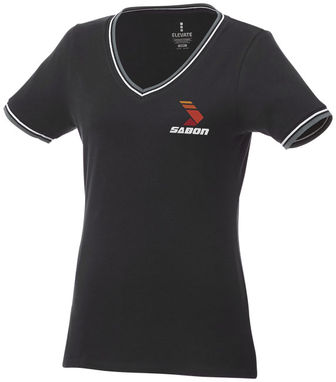 Футболка Elbert женская с коротким рукавом и кармашком, цвет сплошной черный, серый меланж, белый  размер XS - 38027990- Фото №2