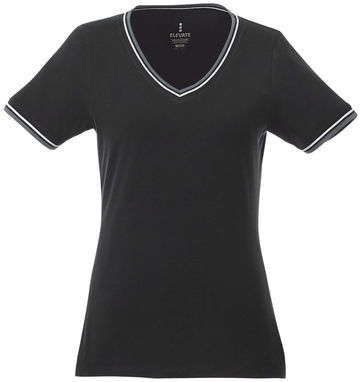 Футболка Elbert женская с коротким рукавом и кармашком, цвет сплошной черный, серый меланж, белый  размер XS - 38027990- Фото №3