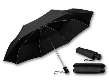 Складаний парасолька з системою закриття і відкриття, SANTINI, колір чорний - @31126-03- Фото №1