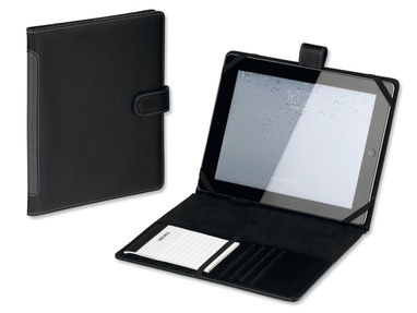 Чехол для iPad из искусственной кожи с блокнотом, цвет черный - 71989-103- Фото №1