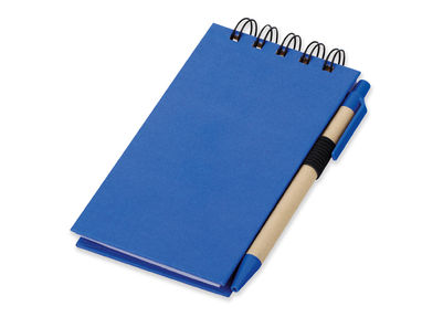 Записная книжка со стикерами и шариковой ручкой, синие чернила, цвет синий - @53369-28- Фото №1
