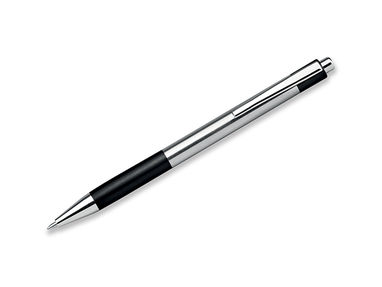 Кулькова ручка з нержавіючої сталі, сині чорнила, колір чорний - 12531-103- Фото №1
