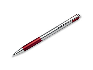 Кулькова ручка з нержавіючої сталі, сині чорнила, колір червоний - 12531-105- Фото №1