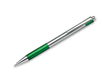 Кулькова ручка з нержавіючої сталі, сині чорнила, колір зелений - 12531-109- Фото №1