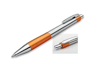 Шариковая ручка из нержавеющей стали, синие чернила, цвет оранжевый - 12531-128- Фото №1