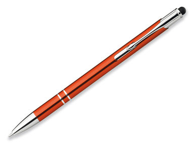 Металева кулькова ручка з функцією стилуса, сині чорнила, колір помаранчевий - 91849-128- Фото №1
