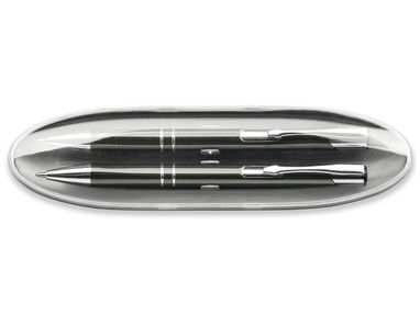 Набор из металлической ручки и автом. карандаша, синие чернила, цвет серый - 91649-147- Фото №1