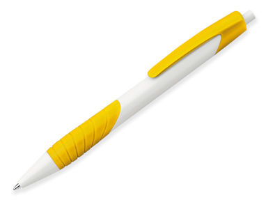 Пластикова кулькова ручка, сині чорнила, колір жовтий - 12581-108- Фото №1