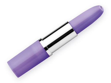 Пластикова кулькова ручка у формі губної помади, сині чорнила, колір пурпурний - 12597-142- Фото №1