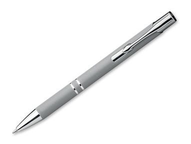 Металева ручка з прогумованою поверхнею, сині чорнила, колір срібний - 81141-123- Фото №1