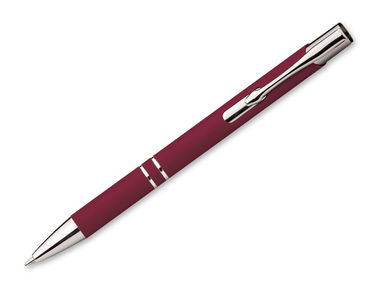 Металлическая ручка с прорезиненной поверхностью, синие чернила, цвет красный - 81141-115- Фото №1