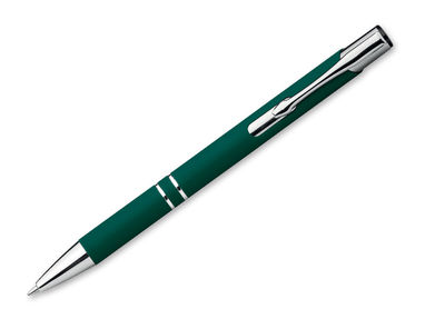 Металева ручка з прогумованою поверхнею, сині чорнила, колір зелений - 81141-129- Фото №1