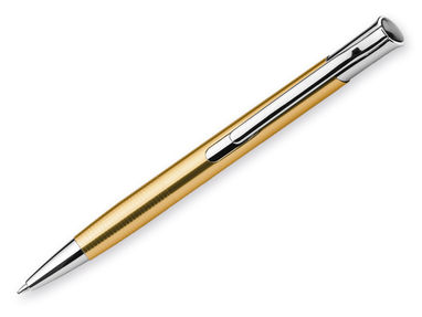 Металлическая шариковая ручка, синие чернила, цвет золотой - @12305-41- Фото №1