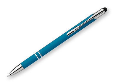 Металлическая ручка, функция стилуса, прорезиненная, синие чернила, цвет синий - 81164-124- Фото №1