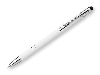Металлическая ручка, функция стилуса, прорезиненная, синие чернила, цвет белый - 81164-106- Фото №1