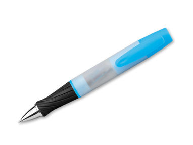 Многофункц. ручка 3 в 1 с синими чернилами, подсветка, 8 скрепок, цвет синий - 81211-124- Фото №1