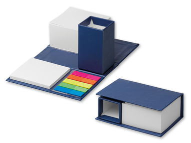 Набор клеящихся блоков с подставкой для карандашей, цвет синий - 53434-104- Фото №1