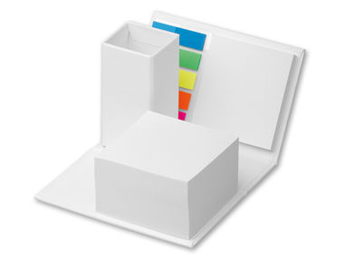 Набор клеящихся блоков с подставкой для карандашей, цвет белый - 53434-106- Фото №1