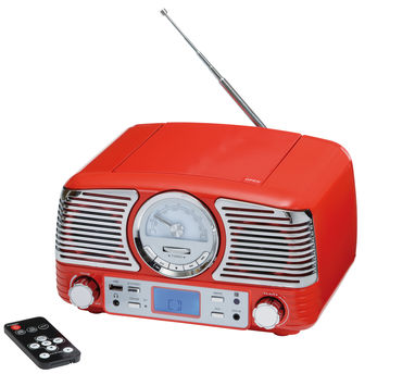 Радіомагнітофоном DINER, колір червоний, сріблястий - 58-8106028- Фото №1
