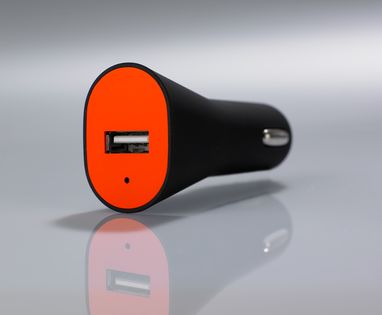 АВТОМОБІЛЬНИЙ ЗАРЯДНИЙ USB-ПРИСТРІЙ RUBBY, колір помаранчевий - PC40-OR- Фото №2