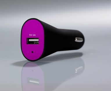АВТОМОБИЛЬНОЕ ЗАРЯДНОЕ USB-УСТРОЙСТВО RUBBY, цвет пурпурный - PC40-PR- Фото №2