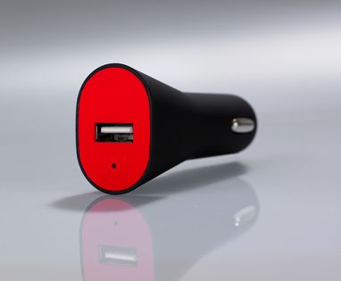 АВТОМОБІЛЬНИЙ ЗАРЯДНИЙ USB-ПРИСТРІЙ RUBBY, колір червоний - PC40-RE- Фото №2