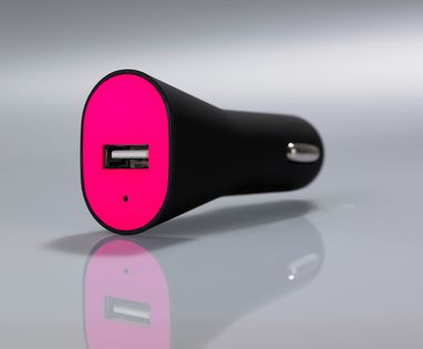 АВТОМОБІЛЬНИЙ ЗАРЯДНИЙ USB-ПРИСТРІЙ RUBBY, колір рожевий - PC40-RO- Фото №2