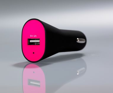 АВТОМОБІЛЬНИЙ ЗАРЯДНИЙ USB-ПРИСТРІЙ RUBBY, колір рожевий - PC40-RO- Фото №3