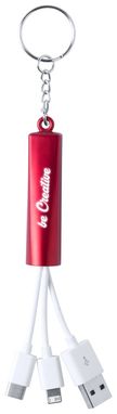 Брелок-зарядный кабель USB Zaref, цвет красный - AP721034-05- Фото №1