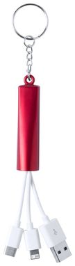 Брелок-зарядный кабель USB Zaref, цвет красный - AP721034-05- Фото №2
