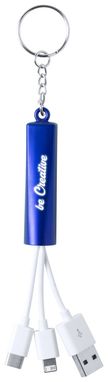 Брелок-зарядный кабель USB Zaref, цвет синий - AP721034-06- Фото №1