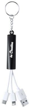 Брелок-зарядний кабель USB Zaref, колір чорний - AP721034-10- Фото №1