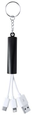 Брелок-зарядный кабель USB Zaref, цвет черный - AP721034-10- Фото №2
