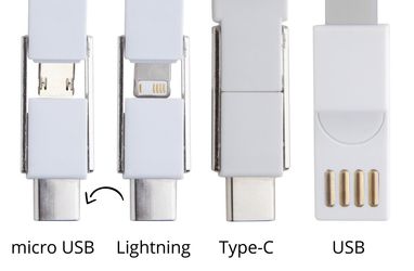 Брелок-зарядный кабель USB Hedul, цвет белый - AP721046-01- Фото №2