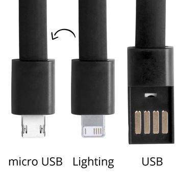 Браслет с зарядным кабелем USB Leriam, цвет черный - AP721100-10- Фото №3