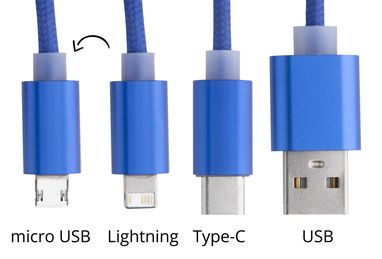 Кабель зарядный USB Scolt, цвет синий - AP721102-06- Фото №2