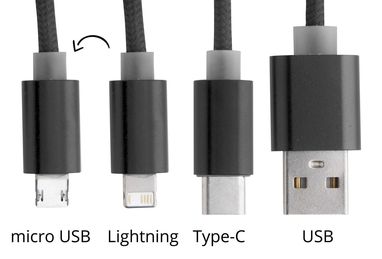 Кабель зарядный USB Scolt, цвет черный - AP721102-10- Фото №2