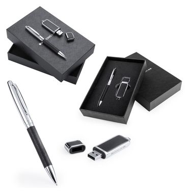 Ручка и USB флэш-диск Dermop 8GB, цвет черный - AP741517_8GB- Фото №1