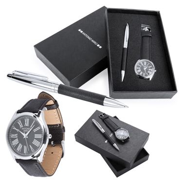 Ручка і годинник, набір Relans, колір чорний - AP741518- Фото №1