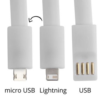 Брелок-зарядный кабель USB Holnier, цвет белый - AP781847-01- Фото №2
