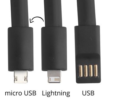 Брелок-зарядный кабель USB Holnier, цвет черный - AP781847-10- Фото №2