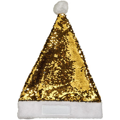 Шапка рождественская Sequins, цвет золотистый, сплошной черный - 11295501- Фото №3